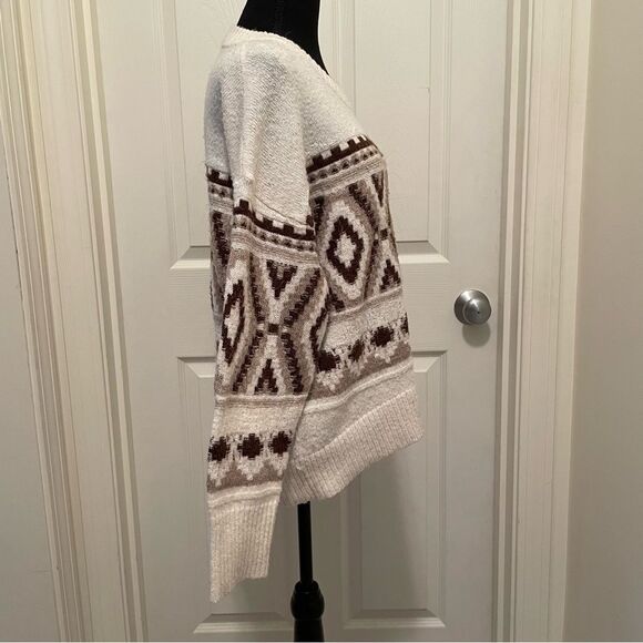 Old Navy Crewneck‎ Sweater Knit 30% Recycled Materials Argyle Women's Medium - Picture 2 of 5